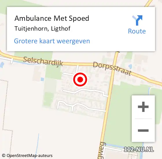 Locatie op kaart van de 112 melding: Ambulance Met Spoed Naar Tuitjenhorn, Ligthof op 5 augustus 2024 12:43