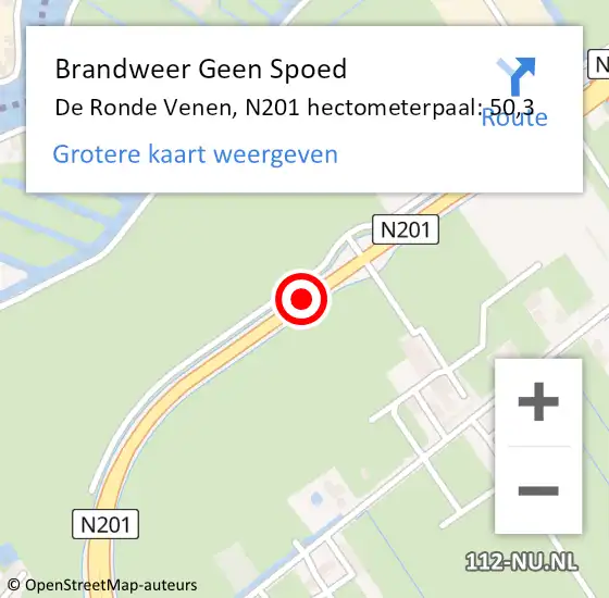 Locatie op kaart van de 112 melding: Brandweer Geen Spoed Naar De Ronde Venen, N201 hectometerpaal: 50,3 op 5 augustus 2024 12:58