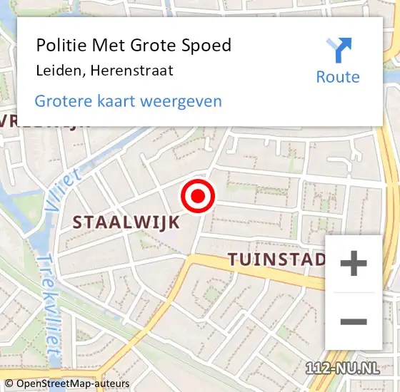 Locatie op kaart van de 112 melding: Politie Met Grote Spoed Naar Leiden, Herenstraat op 5 augustus 2024 13:15