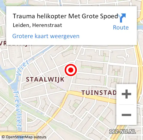 Locatie op kaart van de 112 melding: Trauma helikopter Met Grote Spoed Naar Leiden, Herenstraat op 5 augustus 2024 13:20