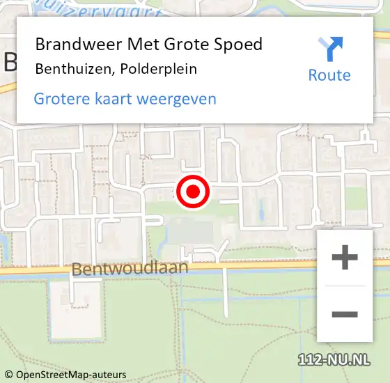 Locatie op kaart van de 112 melding: Brandweer Met Grote Spoed Naar Benthuizen, Polderplein op 5 augustus 2024 13:37