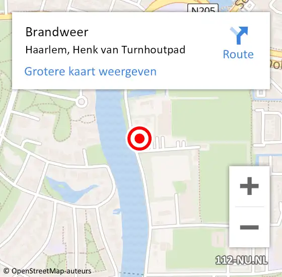 Locatie op kaart van de 112 melding: Brandweer Haarlem, Henk van Turnhoutpad op 5 augustus 2024 13:48