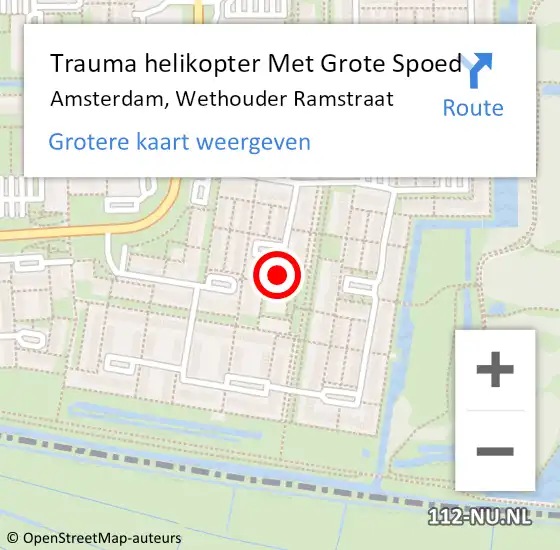 Locatie op kaart van de 112 melding: Trauma helikopter Met Grote Spoed Naar Amsterdam, Wethouder Ramstraat op 5 augustus 2024 13:52