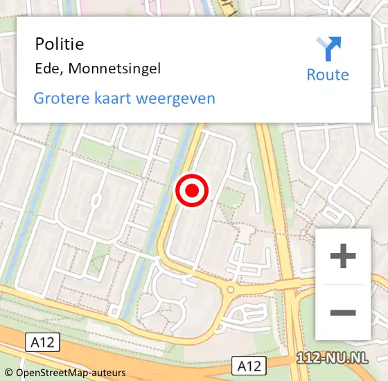 Locatie op kaart van de 112 melding: Politie Ede, Monnetsingel op 5 augustus 2024 13:54