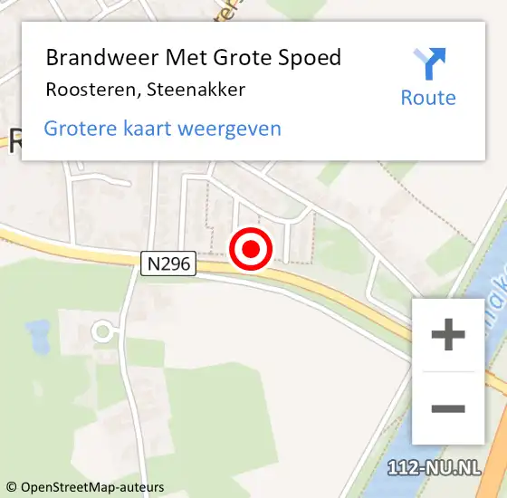 Locatie op kaart van de 112 melding: Brandweer Met Grote Spoed Naar Roosteren, Steenakker op 5 augustus 2024 13:56