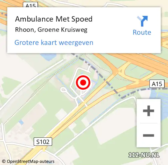 Locatie op kaart van de 112 melding: Ambulance Met Spoed Naar Rhoon, Groene Kruisweg op 5 augustus 2024 13:57