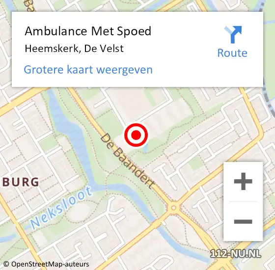 Locatie op kaart van de 112 melding: Ambulance Met Spoed Naar Heemskerk, De Velst op 5 augustus 2024 14:04