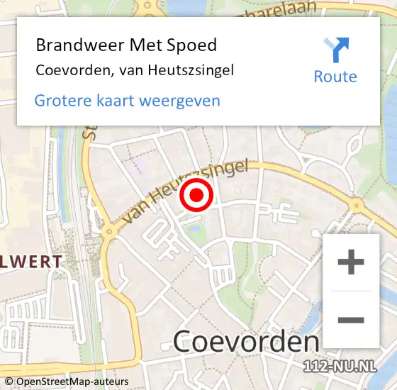 Locatie op kaart van de 112 melding: Brandweer Met Spoed Naar Coevorden, van Heutszsingel op 5 augustus 2024 14:06