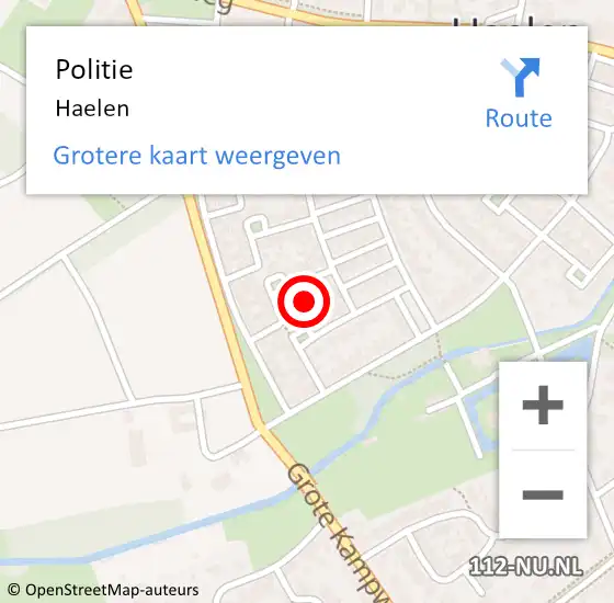 Locatie op kaart van de 112 melding: Politie Haelen op 5 augustus 2024 14:08