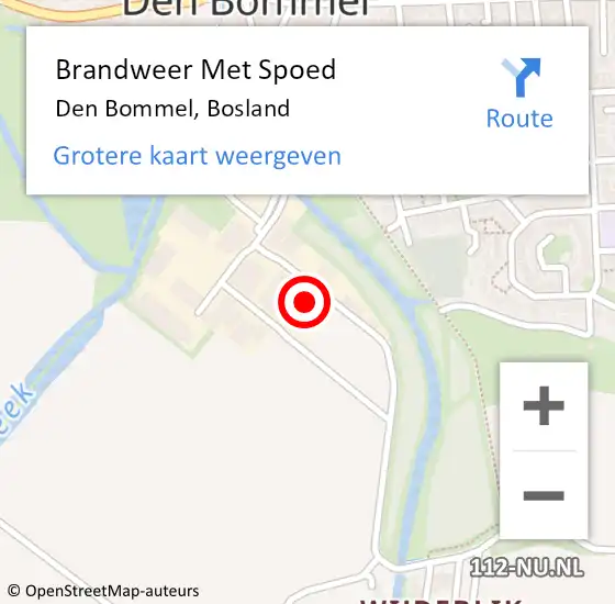 Locatie op kaart van de 112 melding: Brandweer Met Spoed Naar Den Bommel, Bosland op 5 augustus 2024 14:10