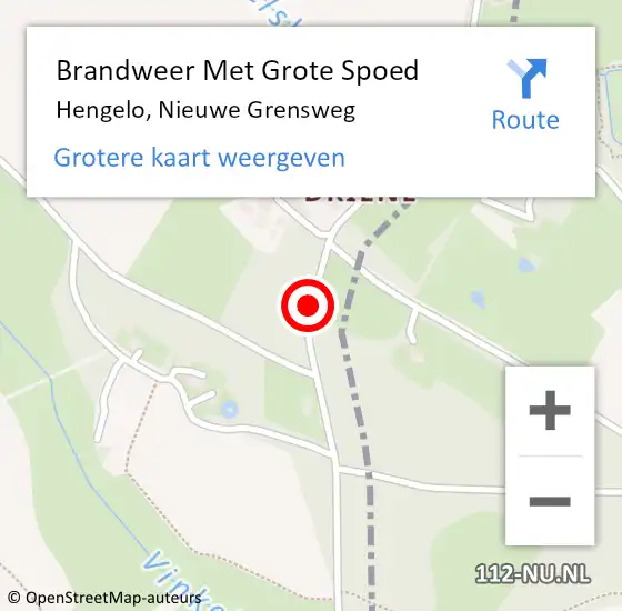 Locatie op kaart van de 112 melding: Brandweer Met Grote Spoed Naar Hengelo, Nieuwe Grensweg op 5 augustus 2024 14:15