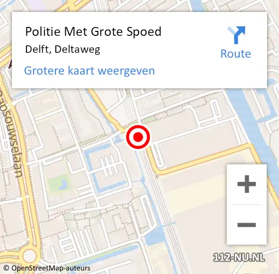 Locatie op kaart van de 112 melding: Politie Met Grote Spoed Naar Delft, Deltaweg op 5 augustus 2024 14:16