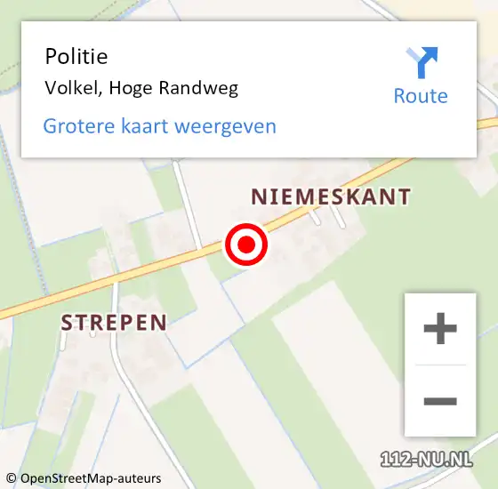 Locatie op kaart van de 112 melding: Politie Volkel, Hoge Randweg op 5 augustus 2024 14:22