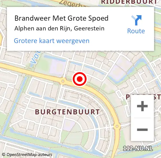 Locatie op kaart van de 112 melding: Brandweer Met Grote Spoed Naar Alphen aan den Rijn, Geerestein op 5 augustus 2024 14:36