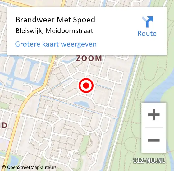 Locatie op kaart van de 112 melding: Brandweer Met Spoed Naar Bleiswijk, Meidoornstraat op 5 augustus 2024 14:40