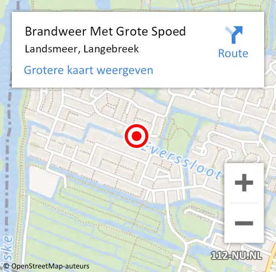 Locatie op kaart van de 112 melding: Brandweer Met Grote Spoed Naar Landsmeer, Langebreek op 5 augustus 2024 14:46