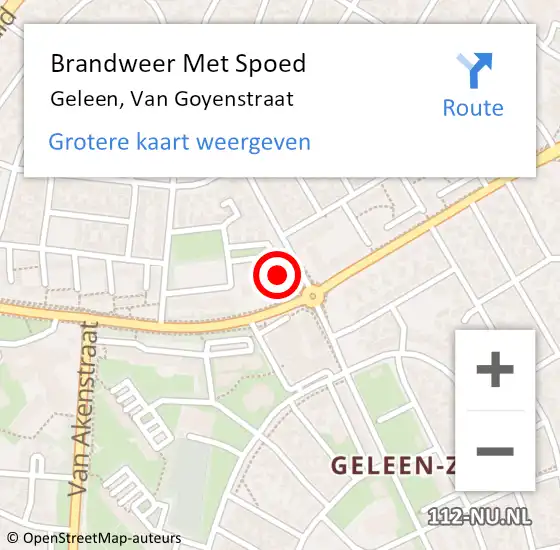 Locatie op kaart van de 112 melding: Brandweer Met Spoed Naar Geleen, Van Goyenstraat op 5 augustus 2024 14:51