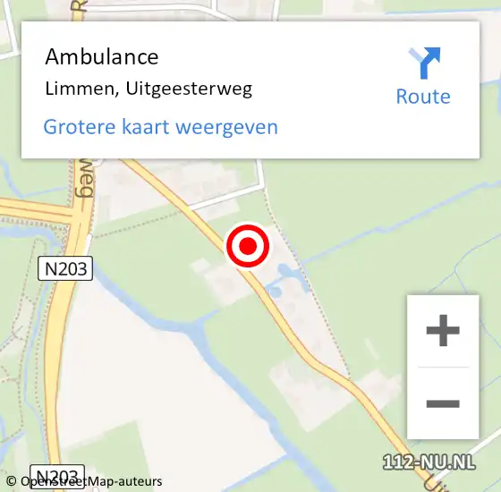 Locatie op kaart van de 112 melding: Ambulance Limmen, Uitgeesterweg op 5 augustus 2024 15:00