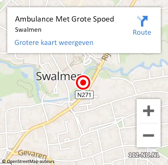 Locatie op kaart van de 112 melding: Ambulance Met Grote Spoed Naar Swalmen op 5 augustus 2024 15:00