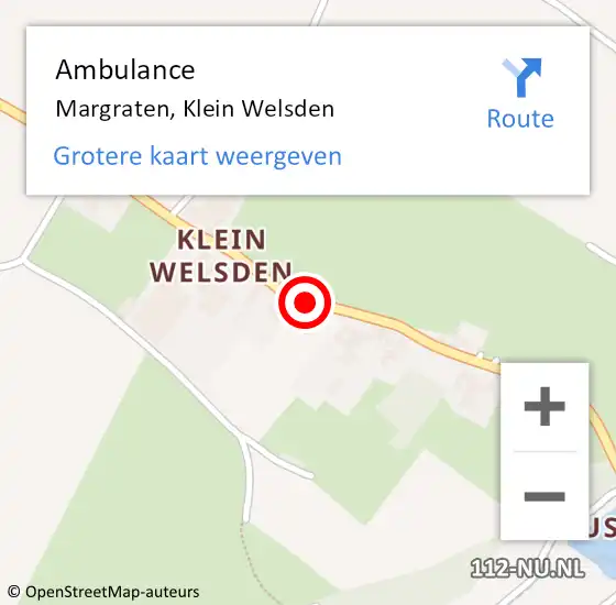 Locatie op kaart van de 112 melding: Ambulance Margraten, Klein Welsden op 17 oktober 2013 17:14