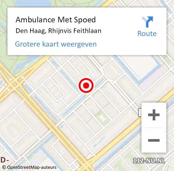 Locatie op kaart van de 112 melding: Ambulance Met Spoed Naar Den Haag, Rhijnvis Feithlaan op 5 augustus 2024 15:11