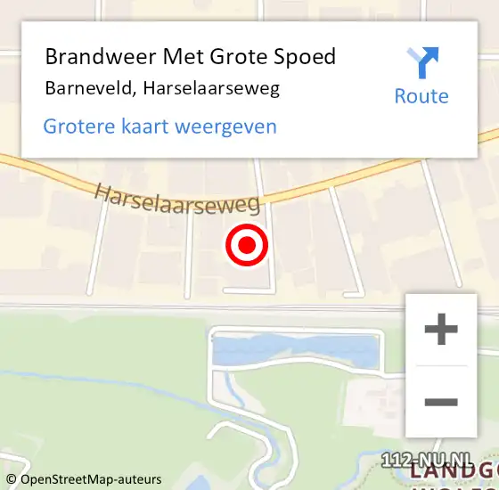 Locatie op kaart van de 112 melding: Brandweer Met Grote Spoed Naar Barneveld, Harselaarseweg op 5 augustus 2024 15:22