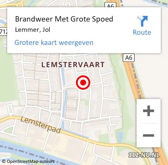 Locatie op kaart van de 112 melding: Brandweer Met Grote Spoed Naar Lemmer, Jol op 5 augustus 2024 15:25