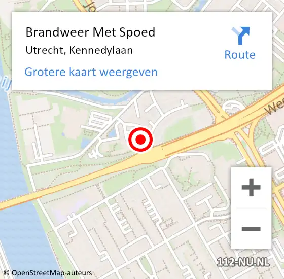 Locatie op kaart van de 112 melding: Brandweer Met Spoed Naar Utrecht, Kennedylaan op 5 augustus 2024 15:29