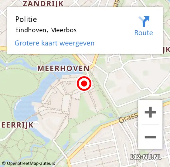 Locatie op kaart van de 112 melding: Politie Eindhoven, Meerbos op 5 augustus 2024 15:32