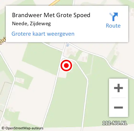 Locatie op kaart van de 112 melding: Brandweer Met Grote Spoed Naar Neede, Zijdeweg op 5 augustus 2024 15:56