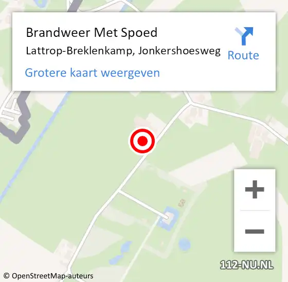 Locatie op kaart van de 112 melding: Brandweer Met Spoed Naar Lattrop-Breklenkamp, Jonkershoesweg op 5 augustus 2024 15:57