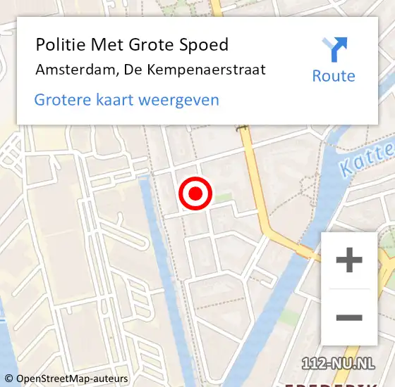 Locatie op kaart van de 112 melding: Politie Met Grote Spoed Naar Amsterdam, De Kempenaerstraat op 5 augustus 2024 16:04