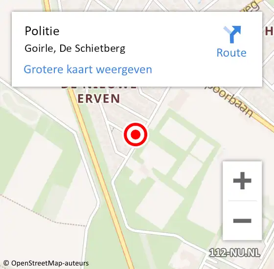 Locatie op kaart van de 112 melding: Politie Goirle, De Schietberg op 5 augustus 2024 16:10