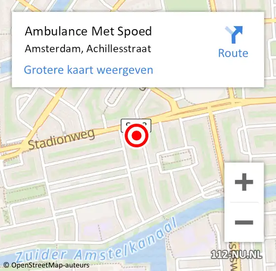 Locatie op kaart van de 112 melding: Ambulance Met Spoed Naar Amsterdam, Achillesstraat op 5 augustus 2024 16:43