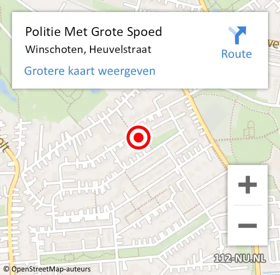 Locatie op kaart van de 112 melding: Politie Met Grote Spoed Naar Winschoten, Heuvelstraat op 5 augustus 2024 16:54