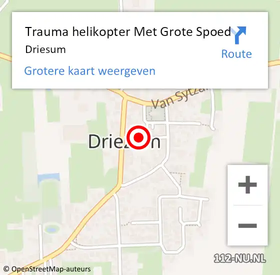 Locatie op kaart van de 112 melding: Trauma helikopter Met Grote Spoed Naar Driesum op 5 augustus 2024 16:54