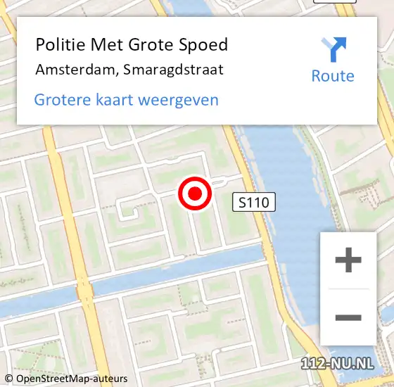 Locatie op kaart van de 112 melding: Politie Met Grote Spoed Naar Amsterdam, Smaragdstraat op 5 augustus 2024 16:57