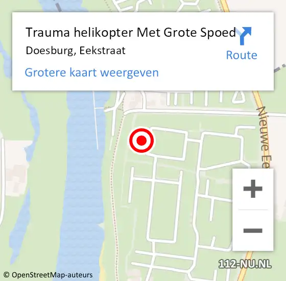Locatie op kaart van de 112 melding: Trauma helikopter Met Grote Spoed Naar Doesburg, Eekstraat op 5 augustus 2024 17:06