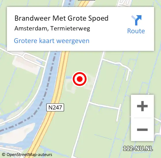 Locatie op kaart van de 112 melding: Brandweer Met Grote Spoed Naar Amsterdam, Termieterweg op 5 augustus 2024 17:20