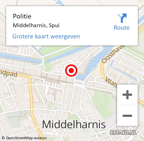 Locatie op kaart van de 112 melding: Politie Middelharnis, Spui op 5 augustus 2024 17:21