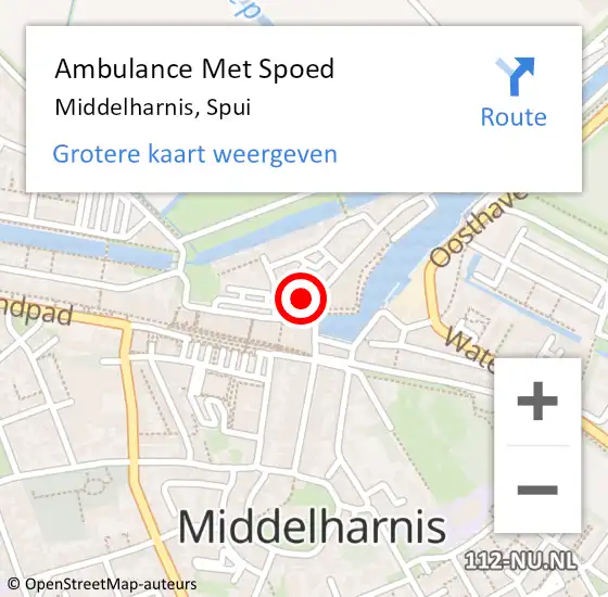 Locatie op kaart van de 112 melding: Ambulance Met Spoed Naar Middelharnis, Spui op 5 augustus 2024 17:21