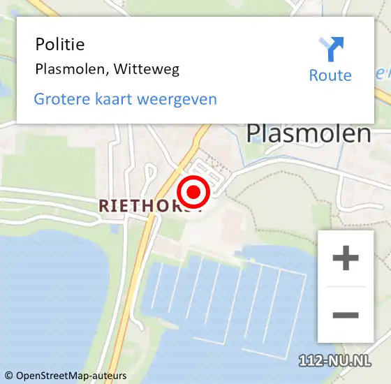 Locatie op kaart van de 112 melding: Politie Plasmolen, Witteweg op 5 augustus 2024 17:23