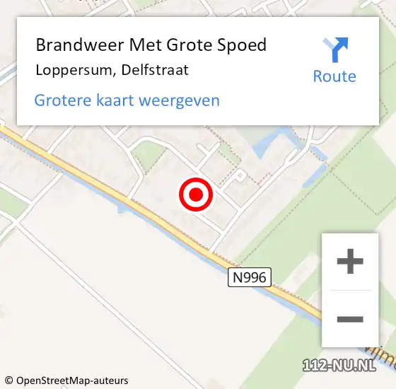 Locatie op kaart van de 112 melding: Brandweer Met Grote Spoed Naar Loppersum, Delfstraat op 5 augustus 2024 17:29