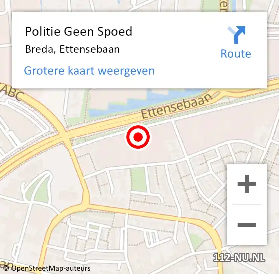 Locatie op kaart van de 112 melding: Politie Geen Spoed Naar Breda, Ettensebaan op 5 augustus 2024 17:52