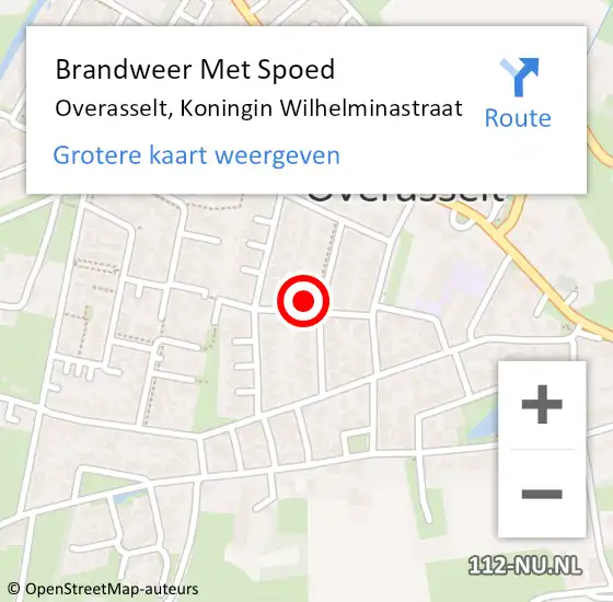 Locatie op kaart van de 112 melding: Brandweer Met Spoed Naar Overasselt, Koningin Wilhelminastraat op 5 augustus 2024 17:52