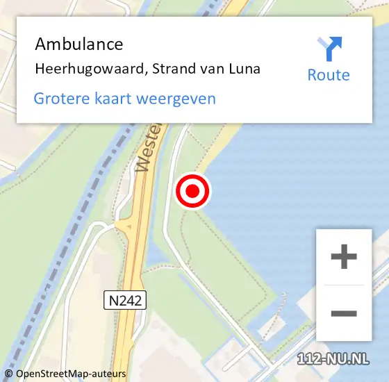 Locatie op kaart van de 112 melding: Ambulance Heerhugowaard, Strand van Luna op 5 augustus 2024 17:54