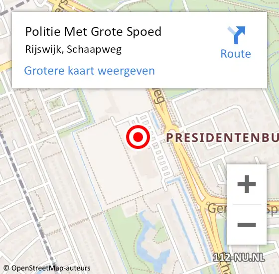 Locatie op kaart van de 112 melding: Politie Met Grote Spoed Naar Rijswijk, Schaapweg op 5 augustus 2024 18:03