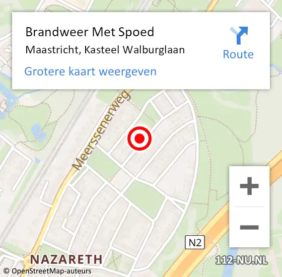 Locatie op kaart van de 112 melding: Brandweer Met Spoed Naar Maastricht, Kasteel Walburglaan op 5 augustus 2024 18:18