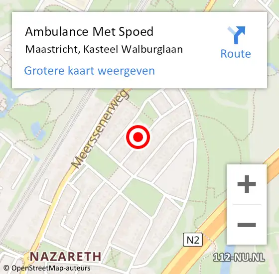 Locatie op kaart van de 112 melding: Ambulance Met Spoed Naar Maastricht, Kasteel Walburglaan op 5 augustus 2024 18:20