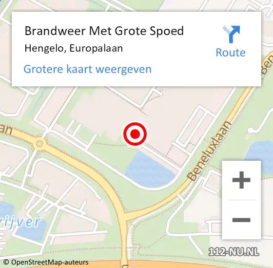 Locatie op kaart van de 112 melding: Brandweer Met Grote Spoed Naar Hengelo, Europalaan op 5 augustus 2024 18:23